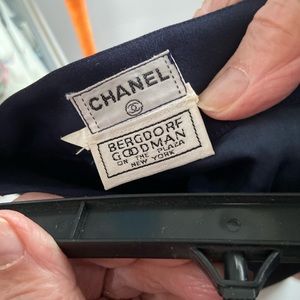 RARE Archival CHANEL 1985 Bergdorf Goodman Navy Wool Pencil Skirt - Sz 6